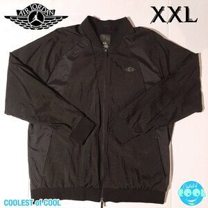 Nike Air Jordan Mens Size XXL Spell Out Wings Woven Full Zip Bomber Jacket Black